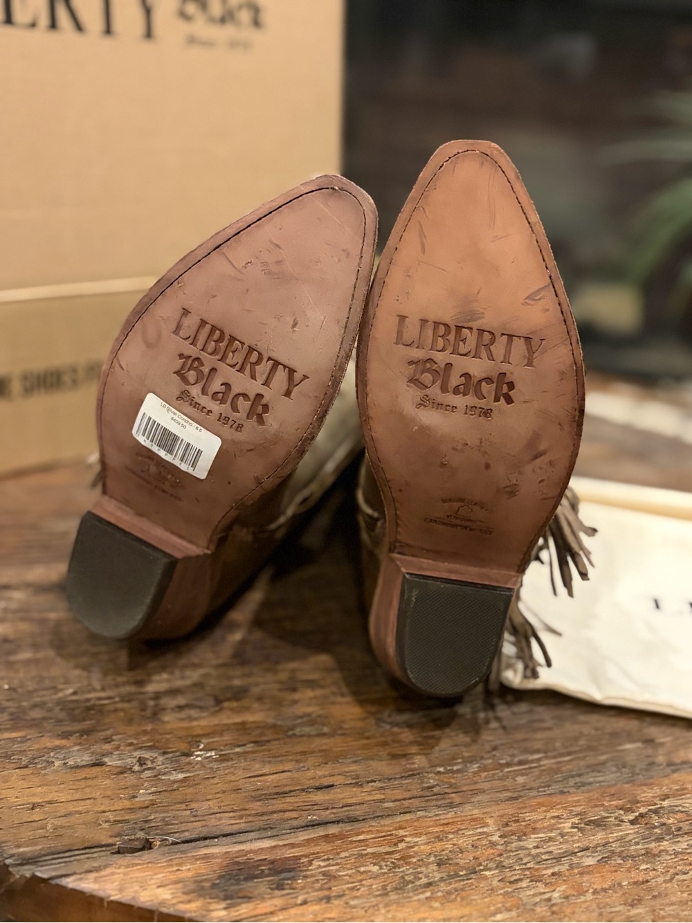 LIBERTY Black Metallic Taupe Fringe Lace-Up Western Boots - pewter - Picture 7 of 9